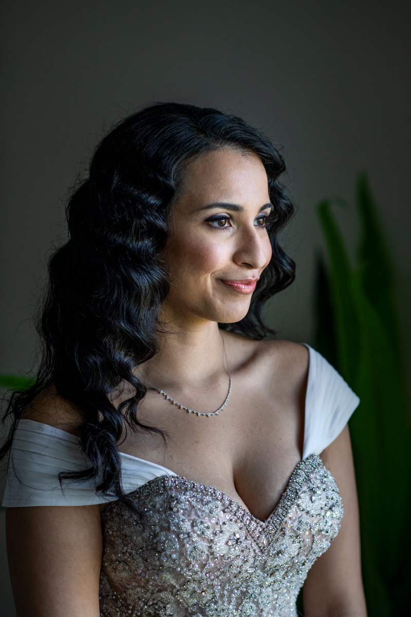bridal portrait by window light intimate garrison wedding bridal portrait