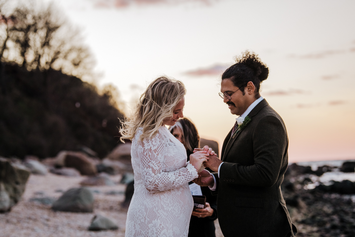 modern wedding photography Greenport Beach elopement