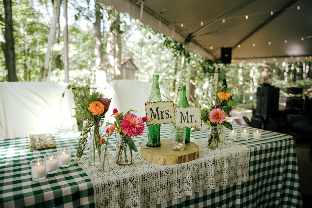 wedding table details at a Shinglekill Falls B & B wedding