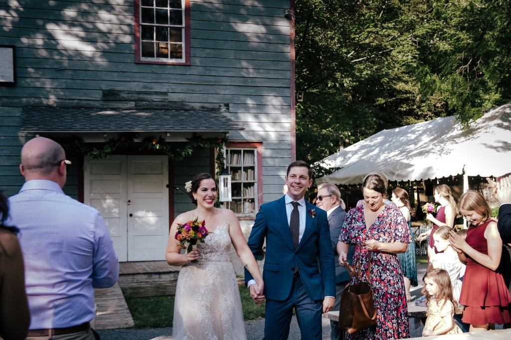 bride and groom just married at micro wedding in the catskills