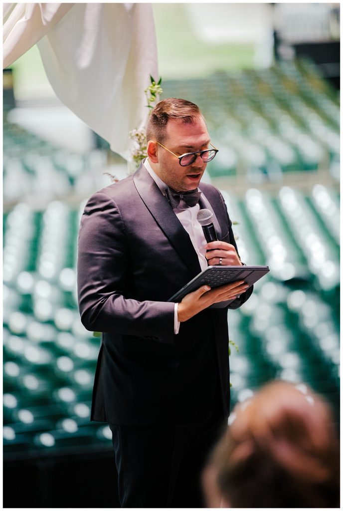 A Saratoga Springs SPAC Wedding 21 officiant at a spac wedding ceremony