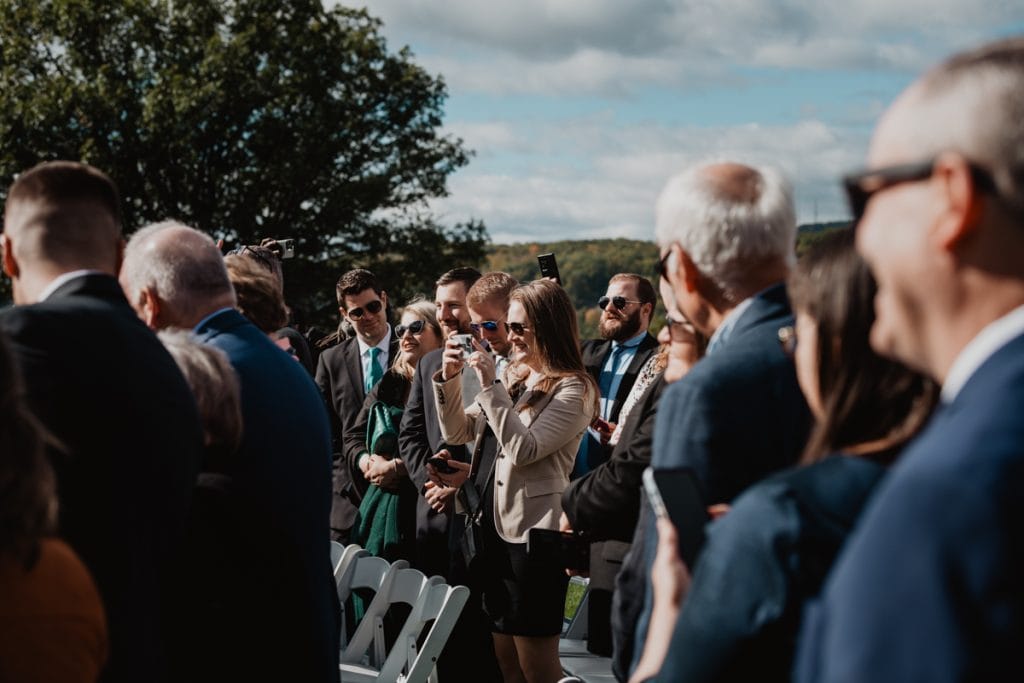 people gather for a hudson valley wedding ceremony