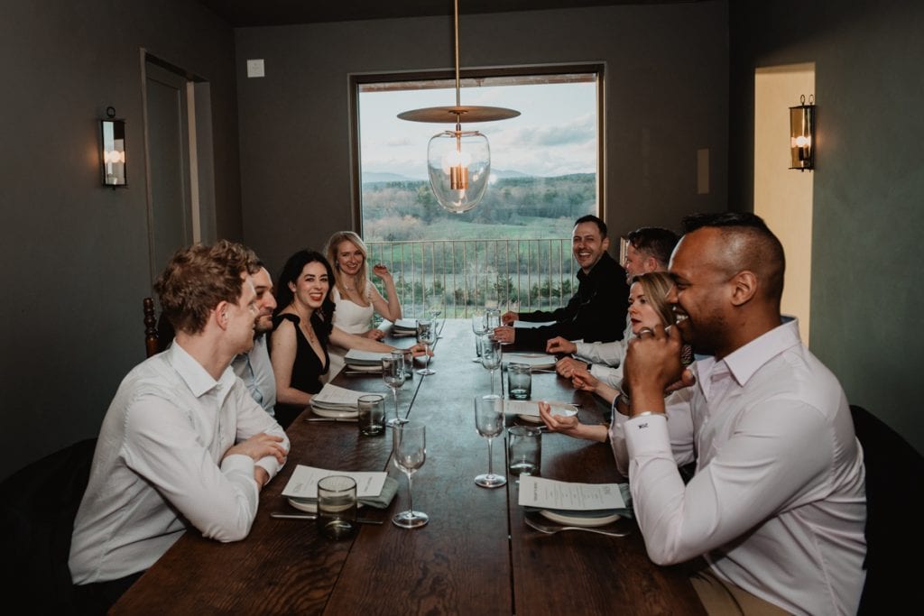 A Dreamy and Intimate Inness Wedding 27 Intimate wedding dinner at Inness Retreat Wedding
