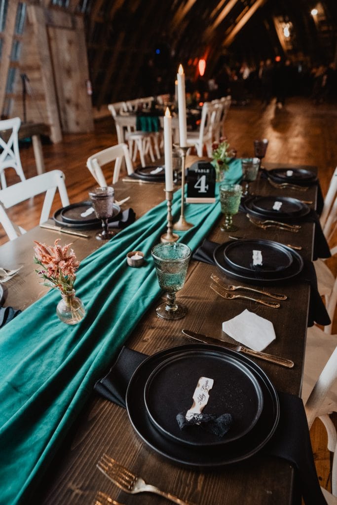 The Stone Barn at Beardslee Farm Wedding table scape